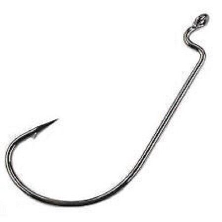 Mustad UltraPnt Mega Bite Soft Plastic Hook, Size 10, Needle Pnt, Extra Wide Gap, Ringed Eye, Black Nickel 5PK 37177NP-BN-1/0-5U